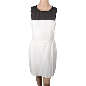 Sandro Two-Tone Cocktail Dress S/M Black White Chiffon A-Line Zip Back
